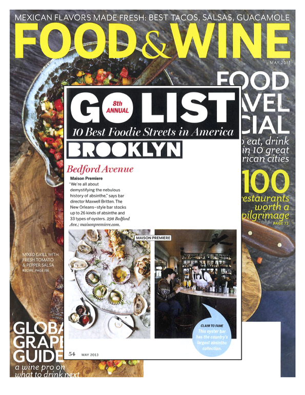 Food&Wine press clipping